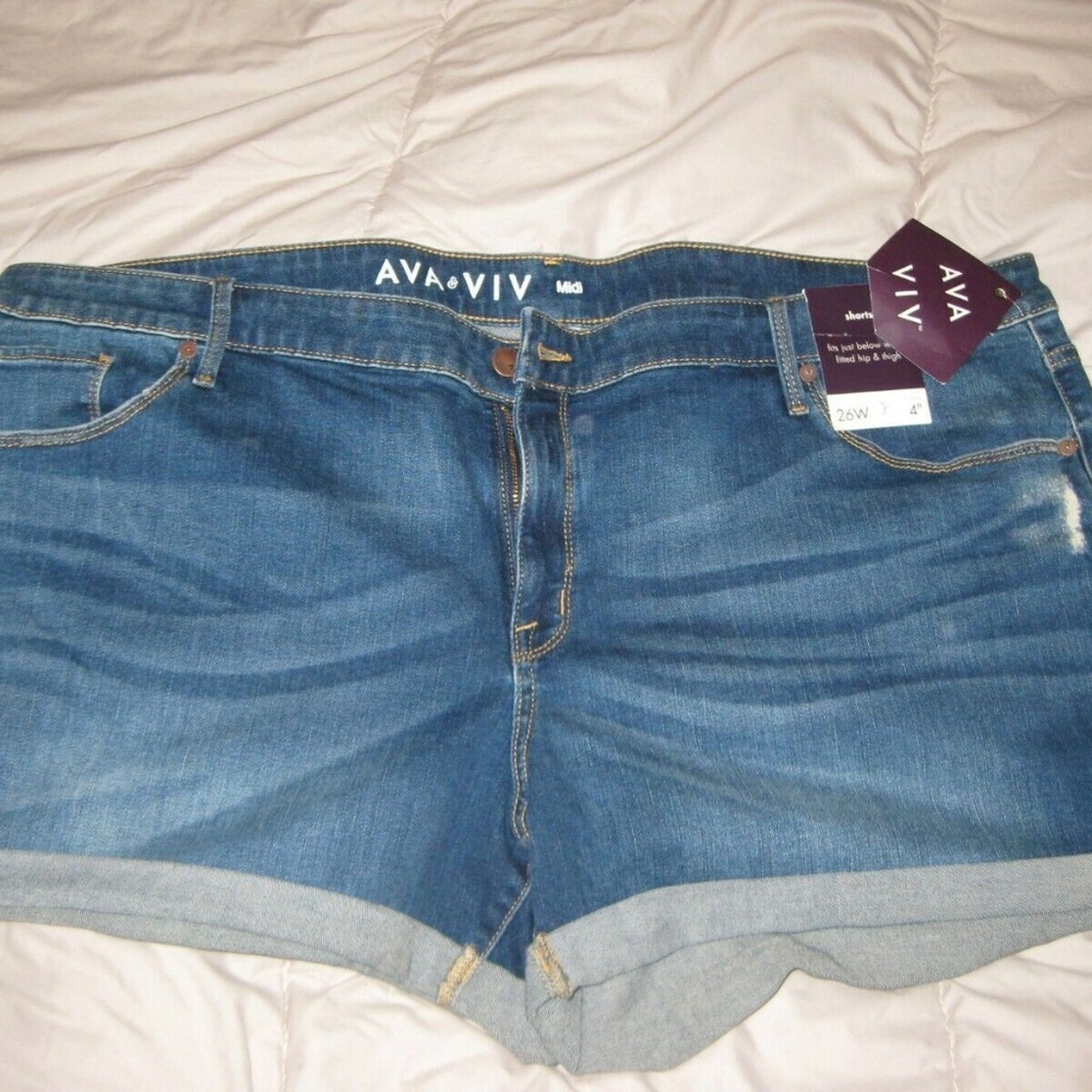 Ava & Viv Midi PowerStretch MediumWash Jean Shorts
